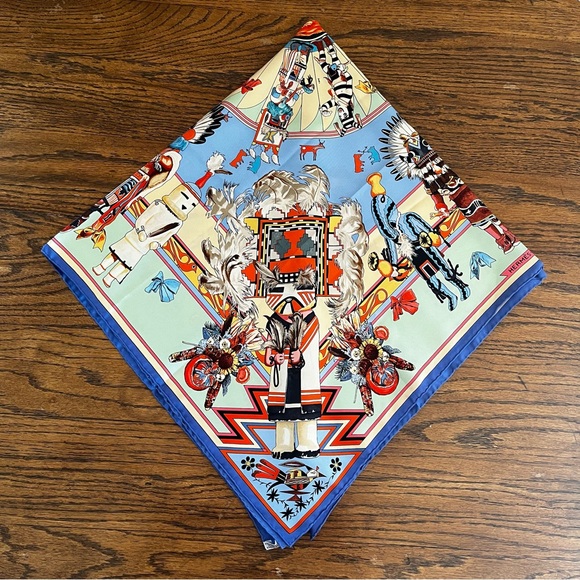 Hermès Paris “Kachinas” Native Silk Scarf Designed by Kermit Oliver - Picture 2 of 14